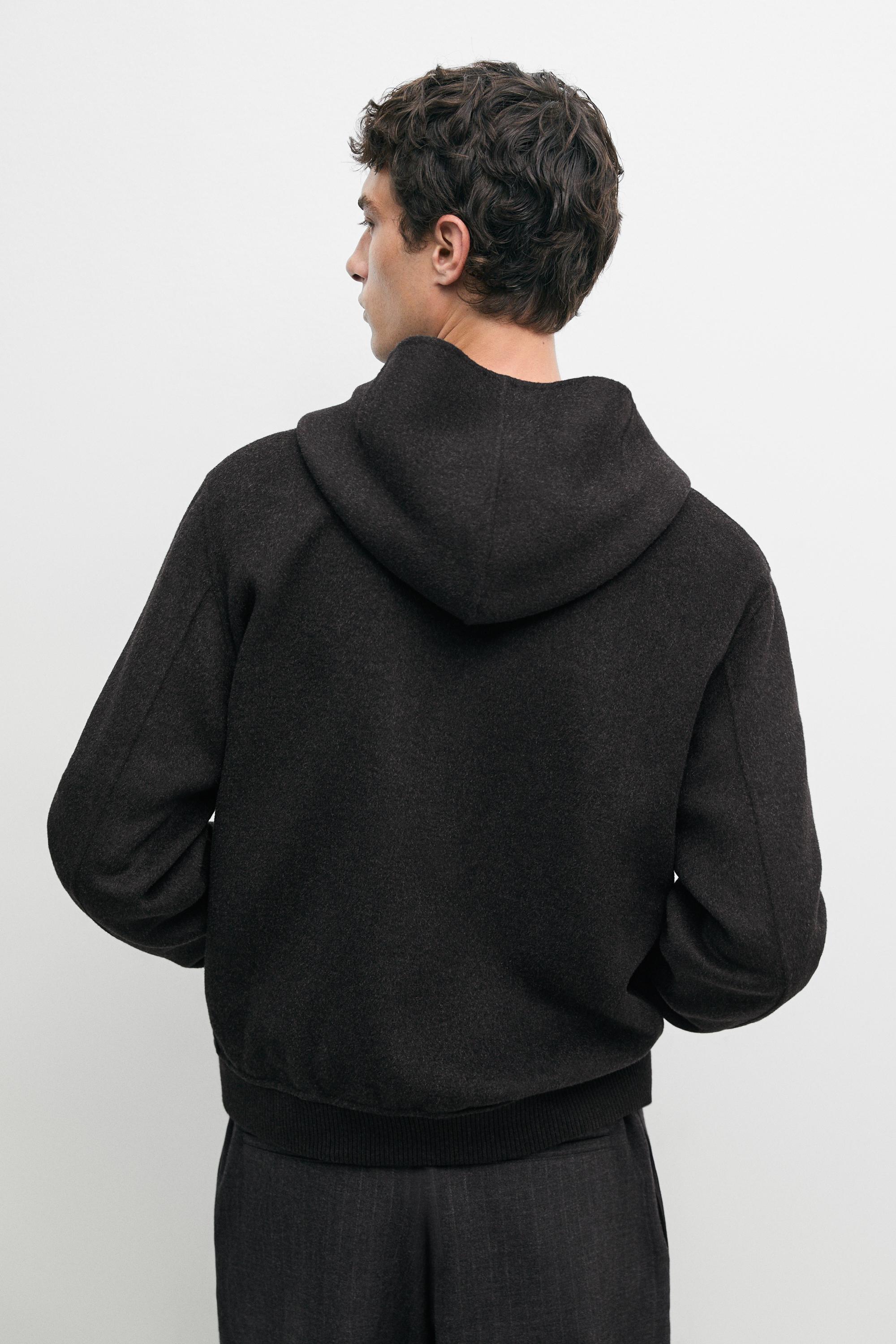 Veste double face à capuche en laine mélangée